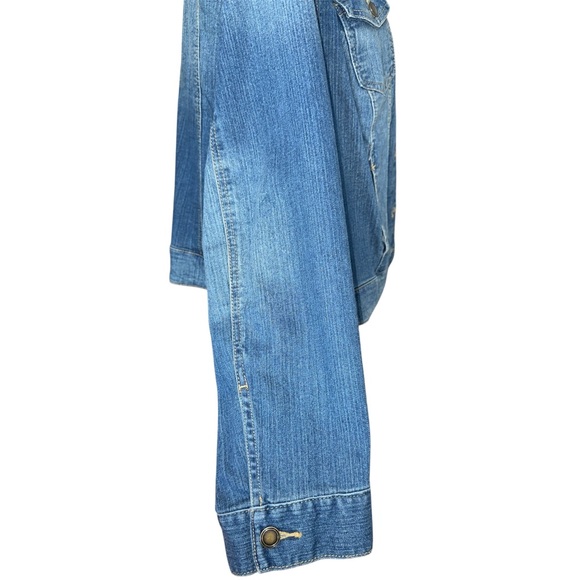 Faded Glory Women’s Button Front Medium/Dark Wash Blue Denim Jean Jacket Size 1X - Picture 4 of 10